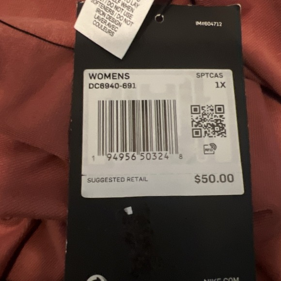 Nike Dri-FIT One Women's Size 1X Mid-Rise Leggings Canyon Rust/White - Picture 3 of 4